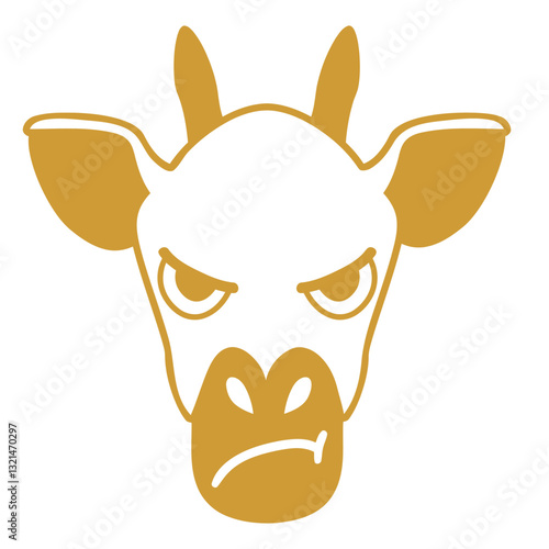 Angry giraffe: A stylized cartoon illustration of a giraffe's face, showcasing an expression of anger and irritation.