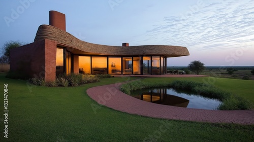 Combination of architecture styles from South Africa, thatch roof.