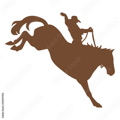 Cowboy in Action: A cowboy silhouetted against a neutral backdrop fearlessly rides a bucking bronco, capturing the essence of the wild west spirit.