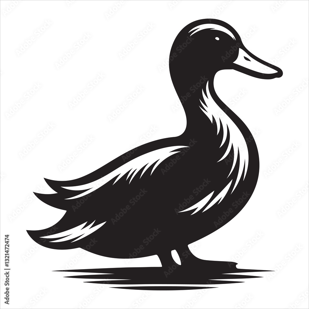 Silhouette of a Duck on a white background Vector icon Silhouette of a Duck on a white background Vector icon