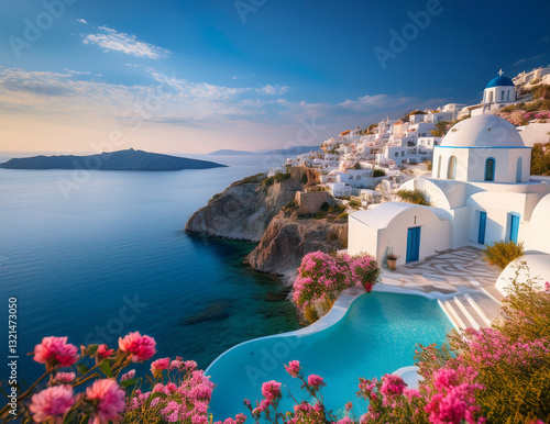 Generated image　海辺の町