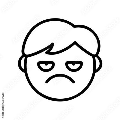 Bored face outline icon