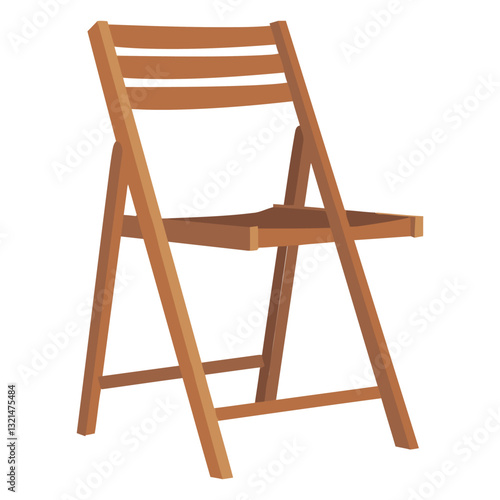 Folding Wooden Chair: A minimalist illustration of a classic, foldable wooden chair, perfect for home or outdoor use. Demonstrating simplicity and functionality. 
