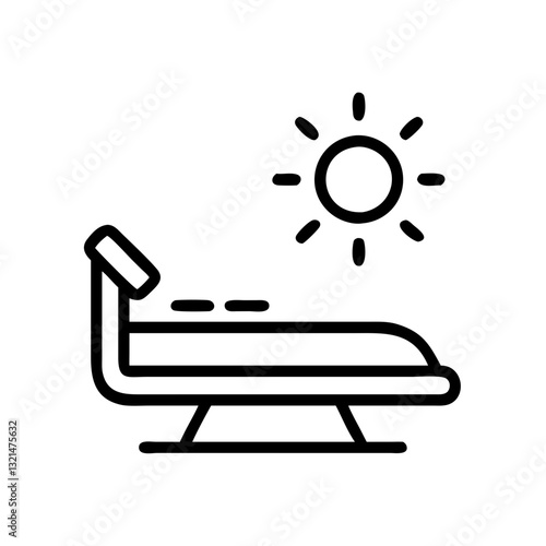 Solarium icon, tanning bed, minimalist design, black outline