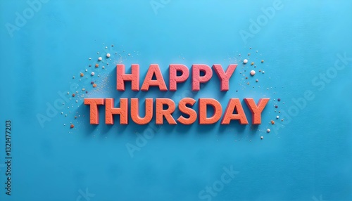 Happy Thursday: Coral 3D Letters and Sprinkles on Blue