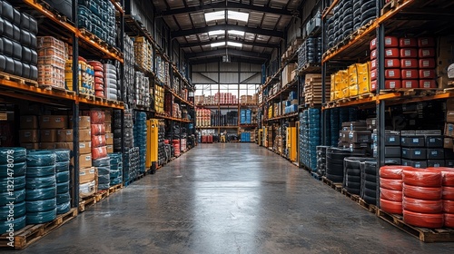 Wallpaper Mural Well Organized Construction Materials Storage Warehouse Interior View Torontodigital.ca
