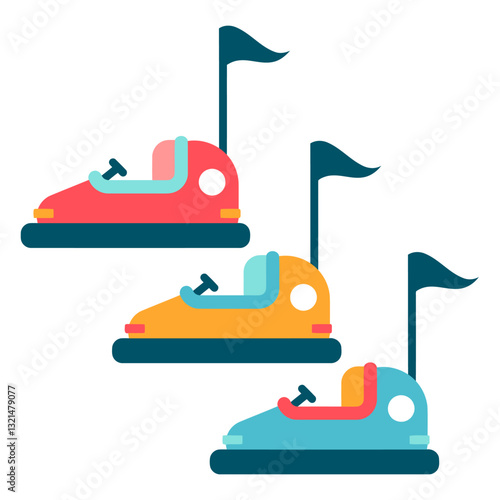 Bumper Car Delight: A colorful ensemble of bumper cars, each a vibrant beacon of playful entertainment, poised to deliver endless amusement. 