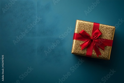 a gift box on a simple background, top view Web banner with space