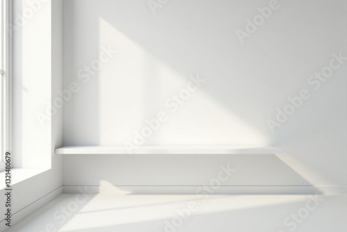 Wallpaper Mural Minimalist White Room Interior Design with Simple Shelf and Sunlight Torontodigital.ca