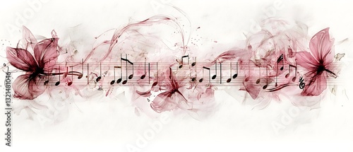 Melody blooms floral music notes artwork artistic creation vibrant environment whimsical viewpoint