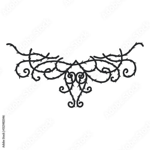 symmetrical ornamental swirl thorn divider.