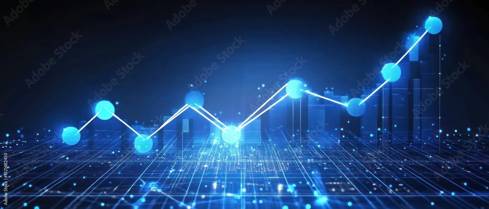 Fototapeta premium Digital data visualization with rising trends and graphs