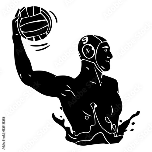 standing waterpolo player cut out.