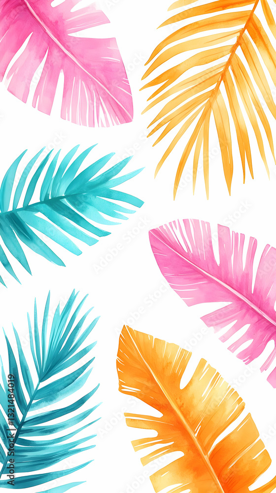 Obraz premium Colorful tropical leaves, summer design