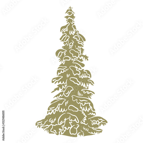 pine tree covered in snow.