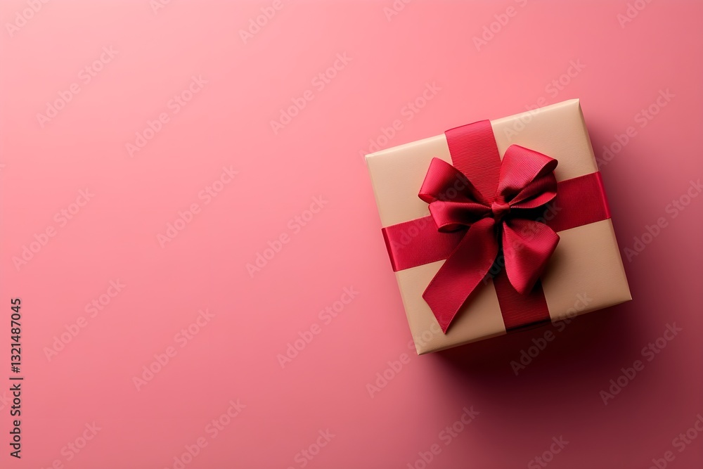 a gift box on a simple background, top view Web banner with space a gift box on a simple background, top view Web banner with space