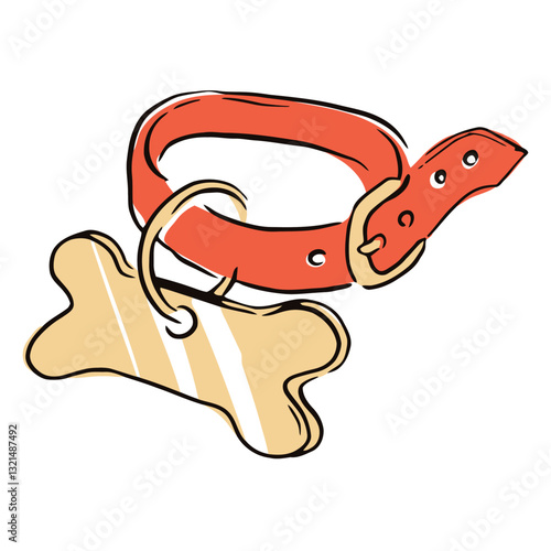 colored dog collar doodle.