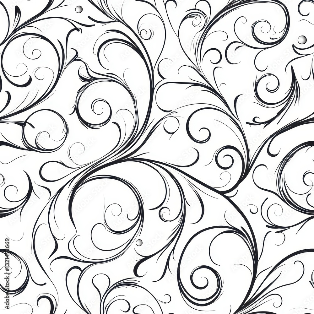 Elegant Abstract Floral Swirls in a Flowing Seamless Pattern Design Elegant Abstract Floral Swirls in a Flowing Seamless Pattern Design