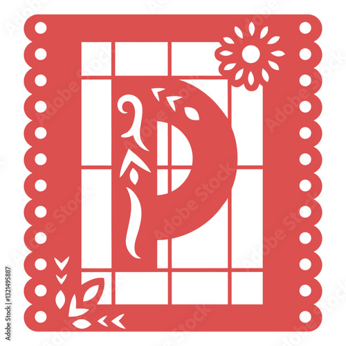 papel picado capital letter p.
