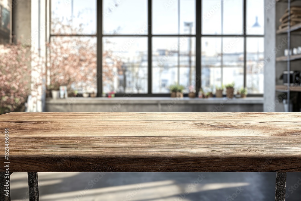 Wooden table in modern kitchen Wooden table in modern kitchen