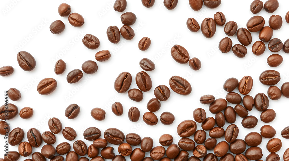 Top view of coffee beans isolated on transparent background Top view of coffee beans isolated on transparent background