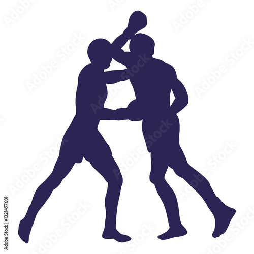 kickboxers fight sport silhouette.