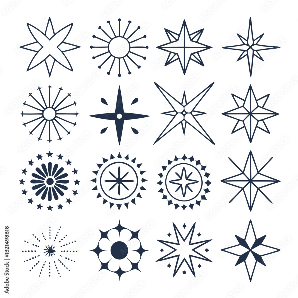 set of snowflakes set of snowflakes