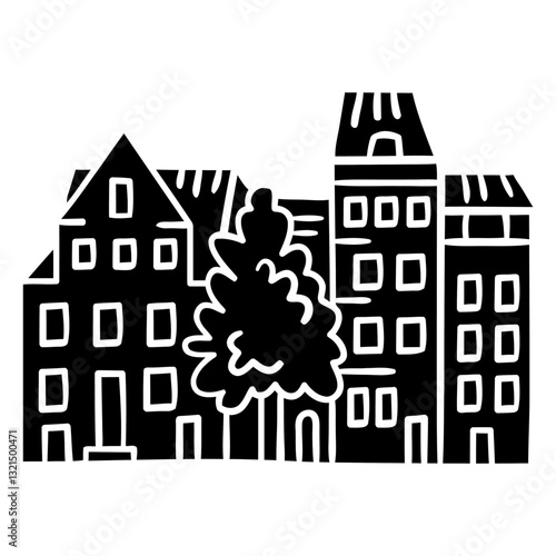 neighbourhood buildings black.