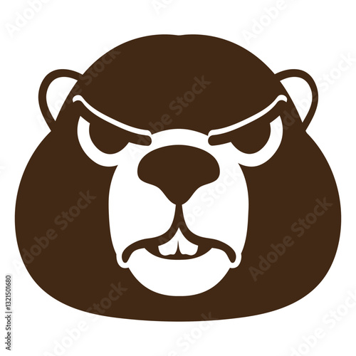 beaver angry muzzle head flat.