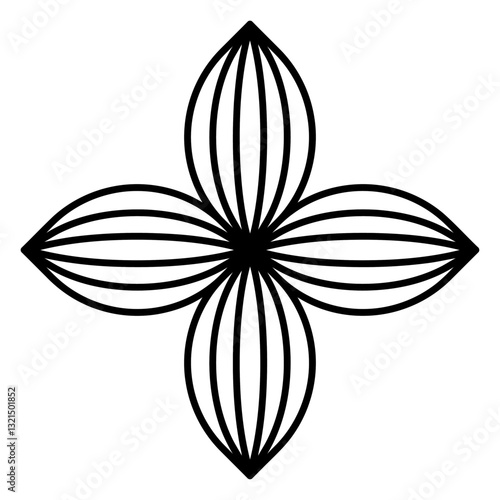 four petal flower logo.