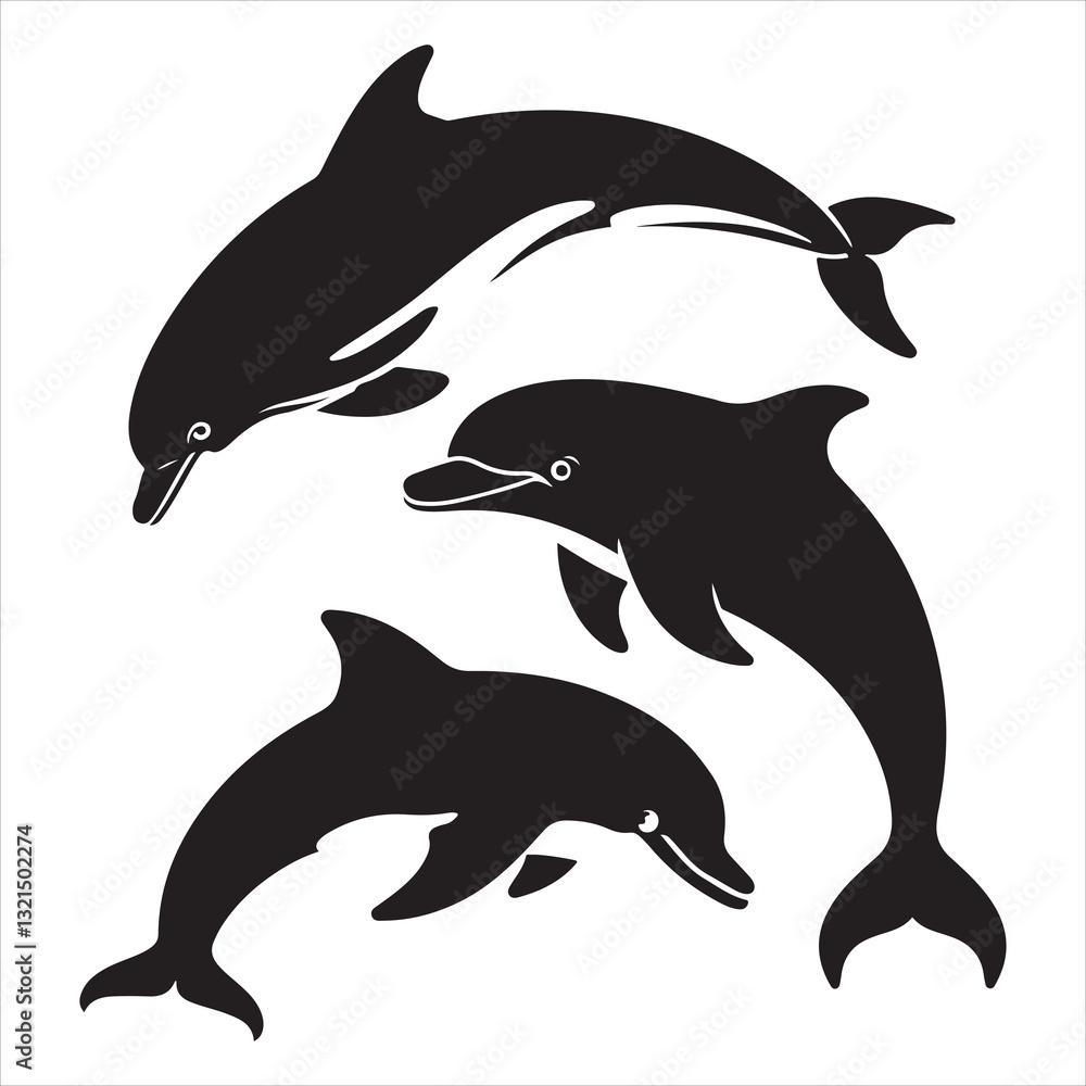 Obraz premium set vector dolphin silhouettes