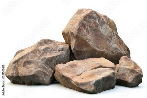 Stacked brownish rocks against a plain white background