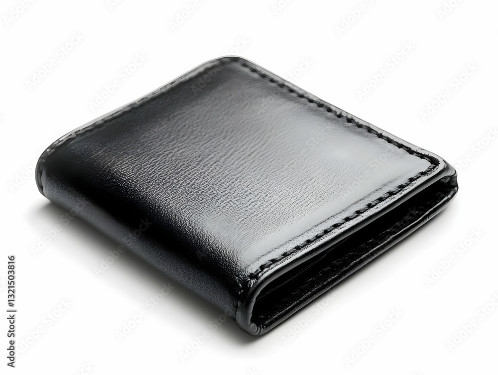 A sleek black leather wallet displayed elegantly, perfect for showcasing style and functionality. A sleek black leather wallet displayed elegantly, perfect for showcasing style and functionality.