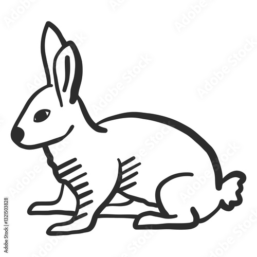rabbit bunny muzzle ear tail doodle.