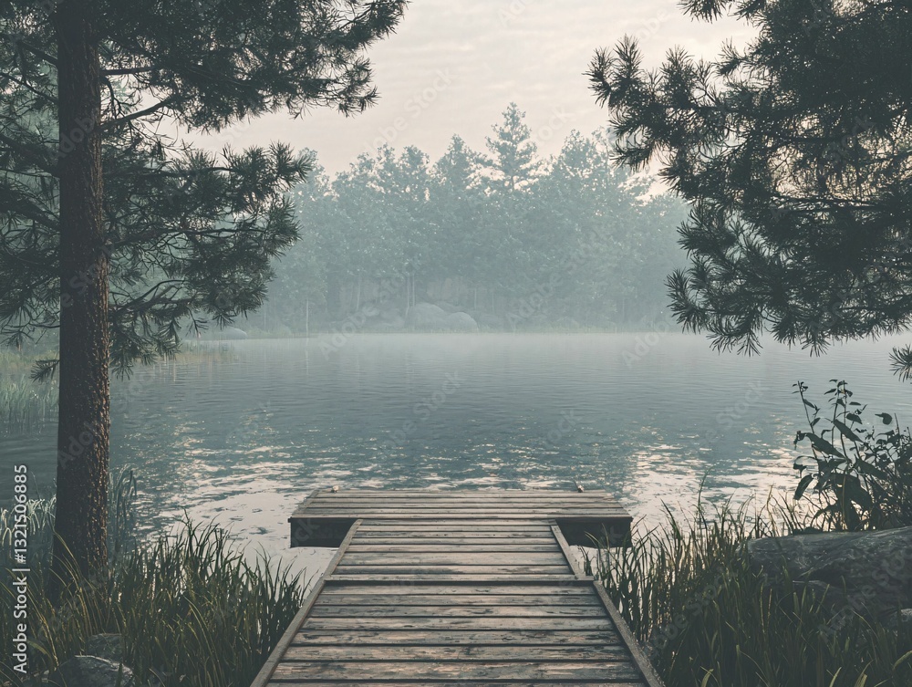 Naklejka premium Misty Lake Dock