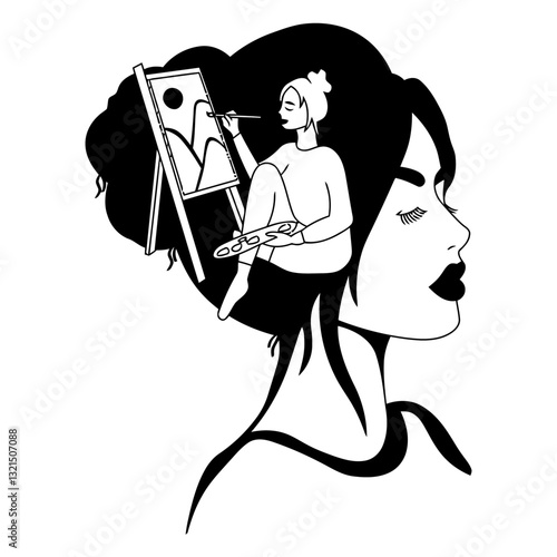 painter girl filled stroke.