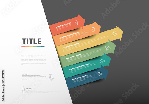 Obraz na płótnie Colorful Diagonal Infographic Design template with six stripe arrows elements w salonie