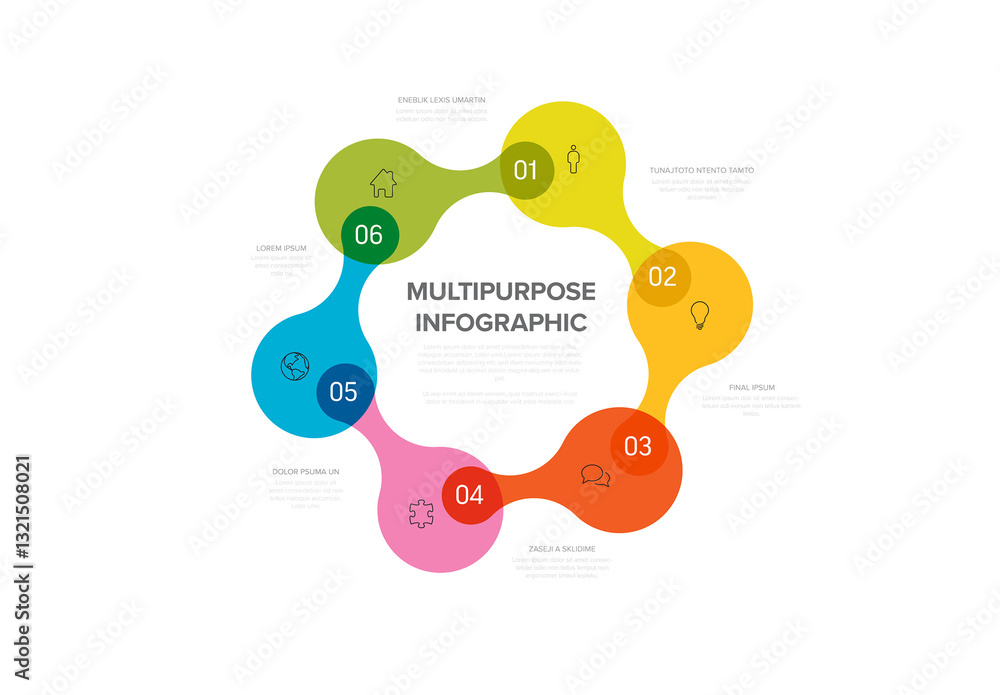 Circular Multipurpose Infographic Template with Six Sections