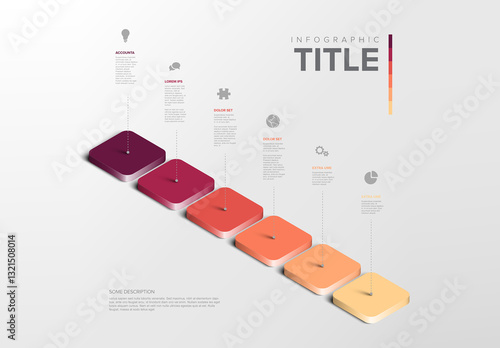 Obraz na płótnie Colorful six Step by Step Infographic Design Template on light background w salonie