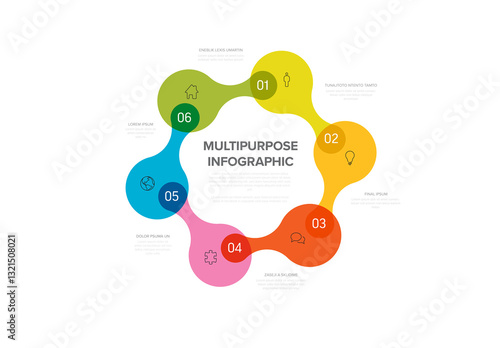 Obraz na płótnie Circular Multipurpose Infographic Template with Six Sections w salonie