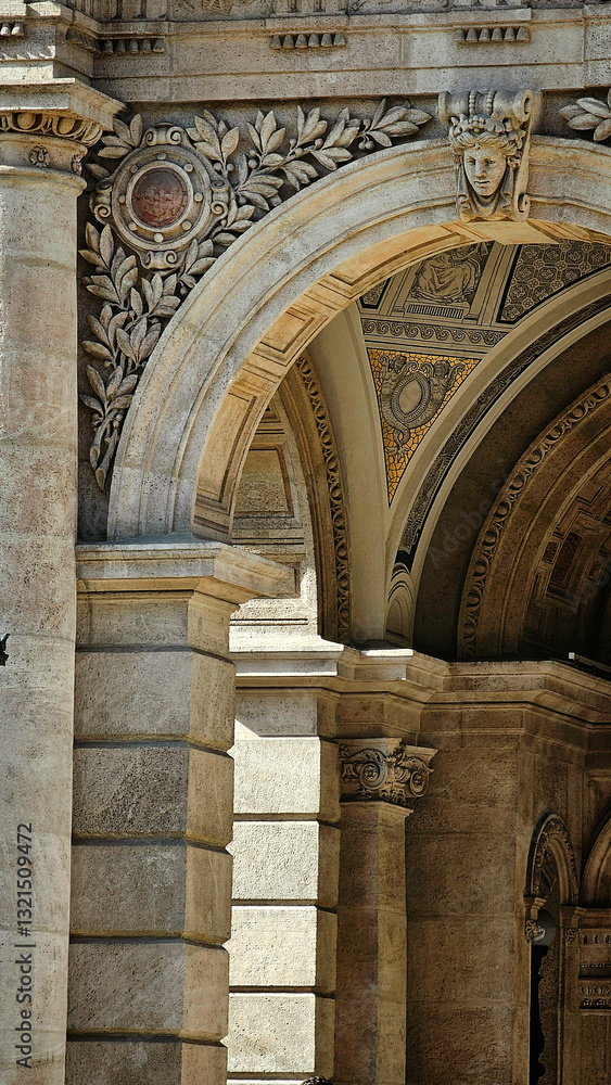 Obraz premium architectural details of old houses in the center of budapest