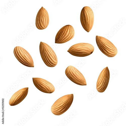 Wallpaper Mural Close up of freshly harvested almonds suspended in the air showcasing their textures organic shapes and natural colors on a completely transparent background Torontodigital.ca