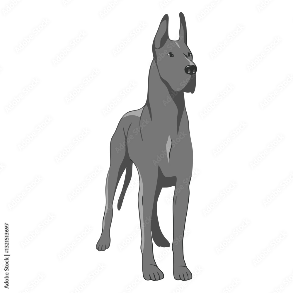 Fototapeta premium standing great dane dog illustration.