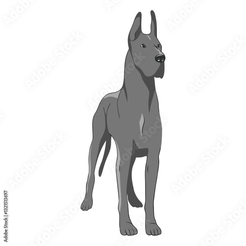 standing great dane dog illustration.