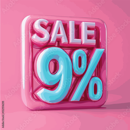 pink frame on a pink background with the inscription 9% sale
