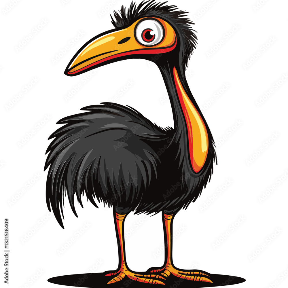 Obraz premium Cassowary, full body, simple vector logo, white background