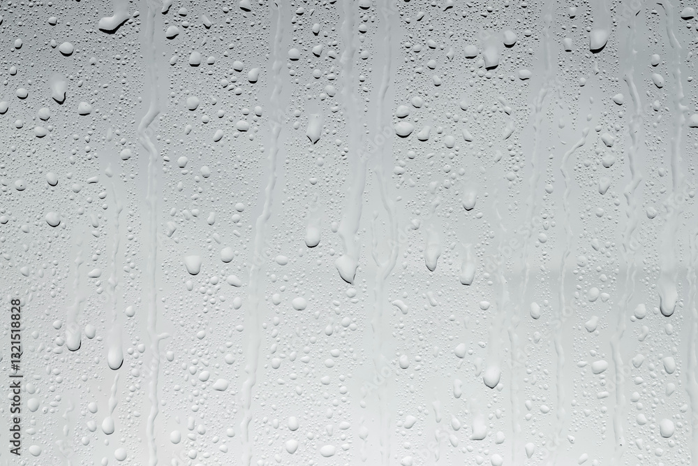 Water drops on light glass surface, top view Water drops on light glass surface, top view