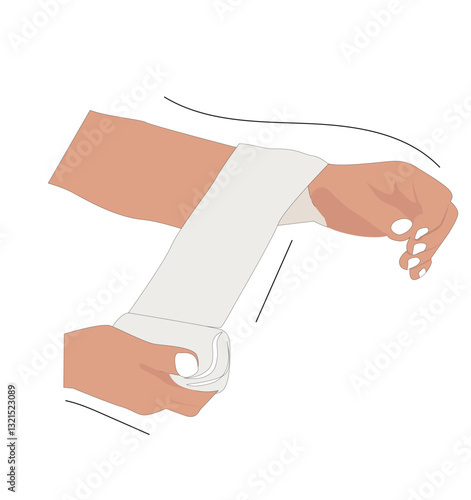  hand in bandage. orthopedic plaster