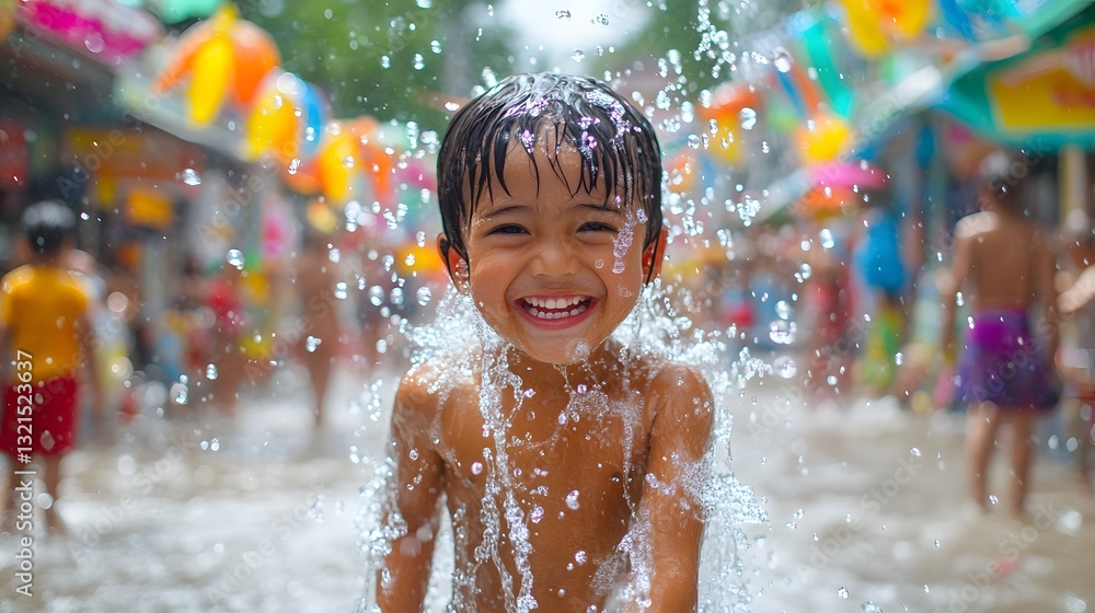 Obraz premium Experience the joyful water battles of Songkran Festival in Thailand where tradition meets excitement in one of the worlds largest and most colorful celebrations