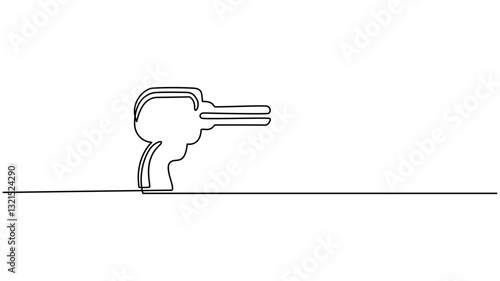 continuous One line drawing of a power drill